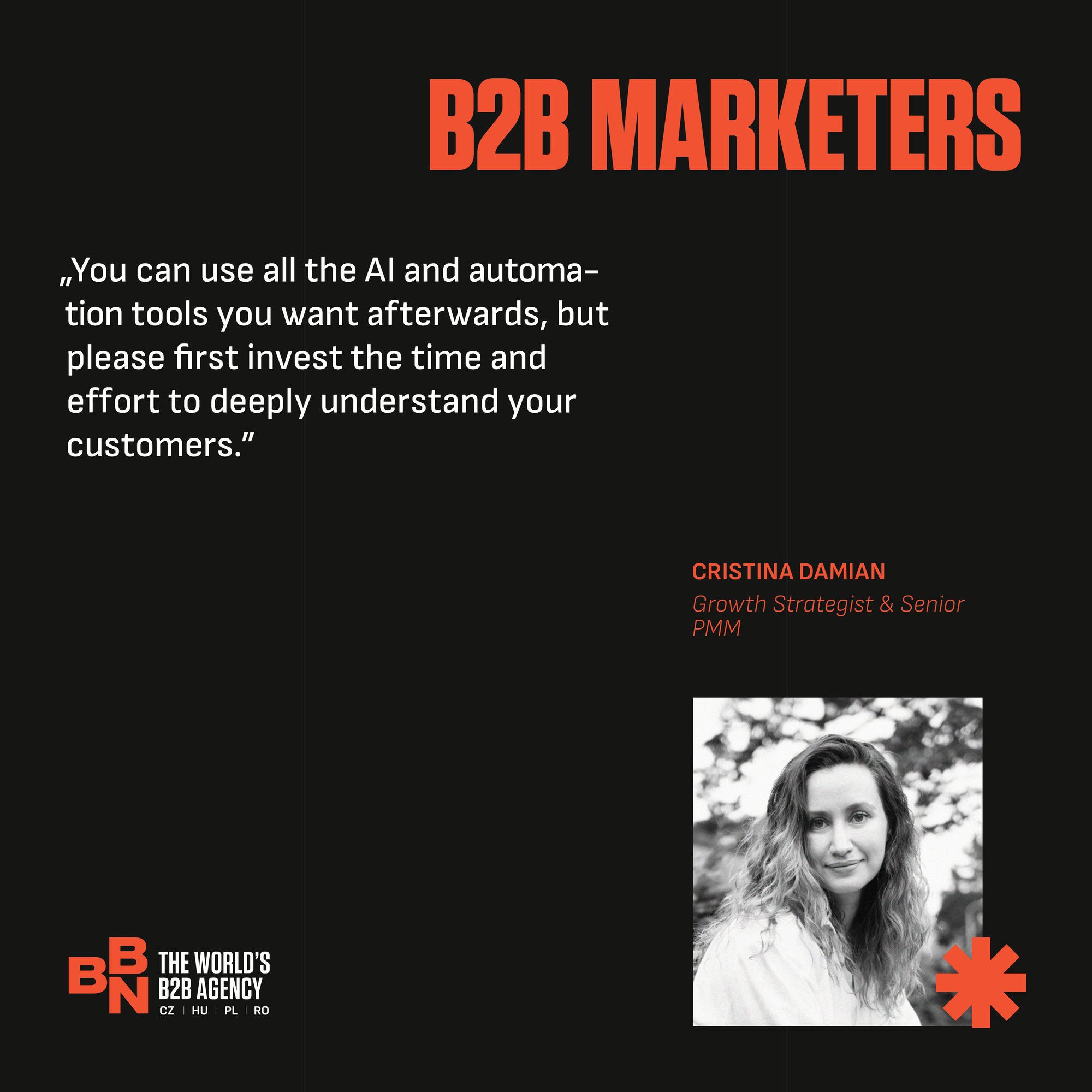 quote from the B2B marketing trendbook about balancing AI tools and human efforts to understand customers