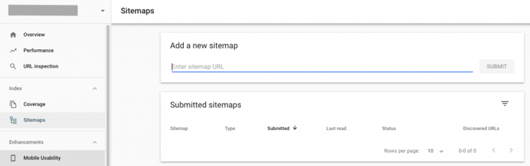 sitemap upload in google search console