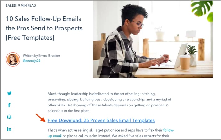 hubspot content offer screenshot