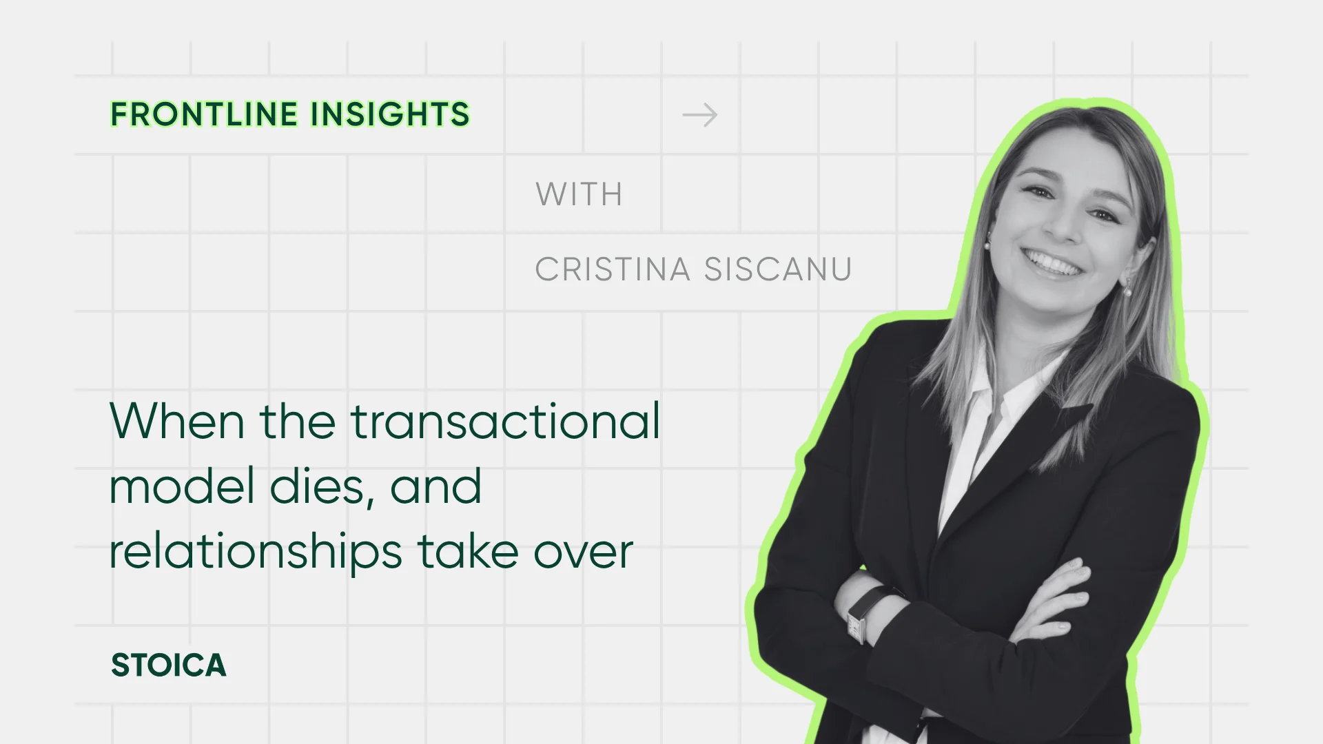 Thumbnail for our article series Frontline Insights, this one features Cristina Siscanu