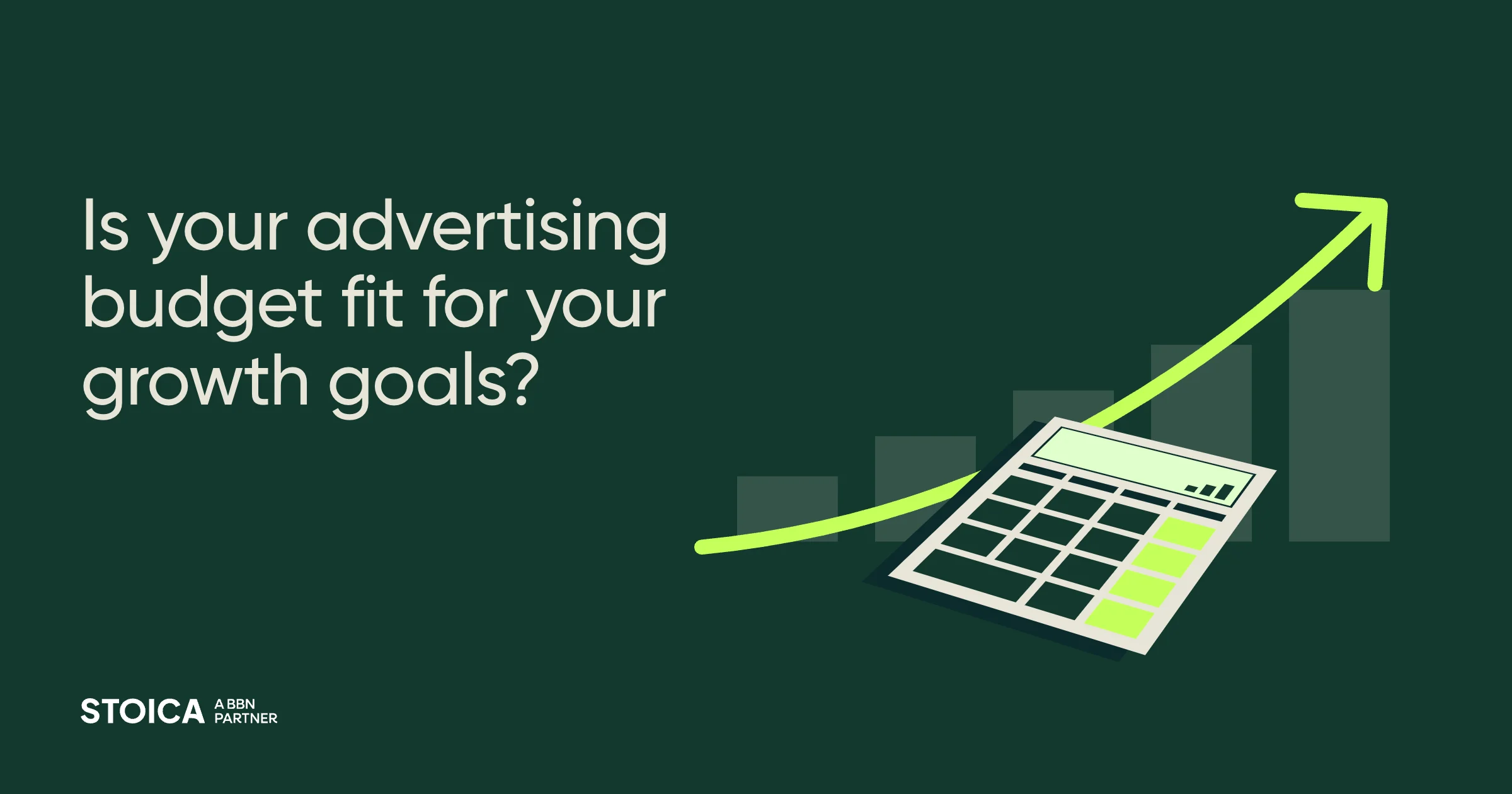 Thumbnail for article about how B2B companies can caluclate their ad buddget showing a mockup of a calculator and an upward growth chart